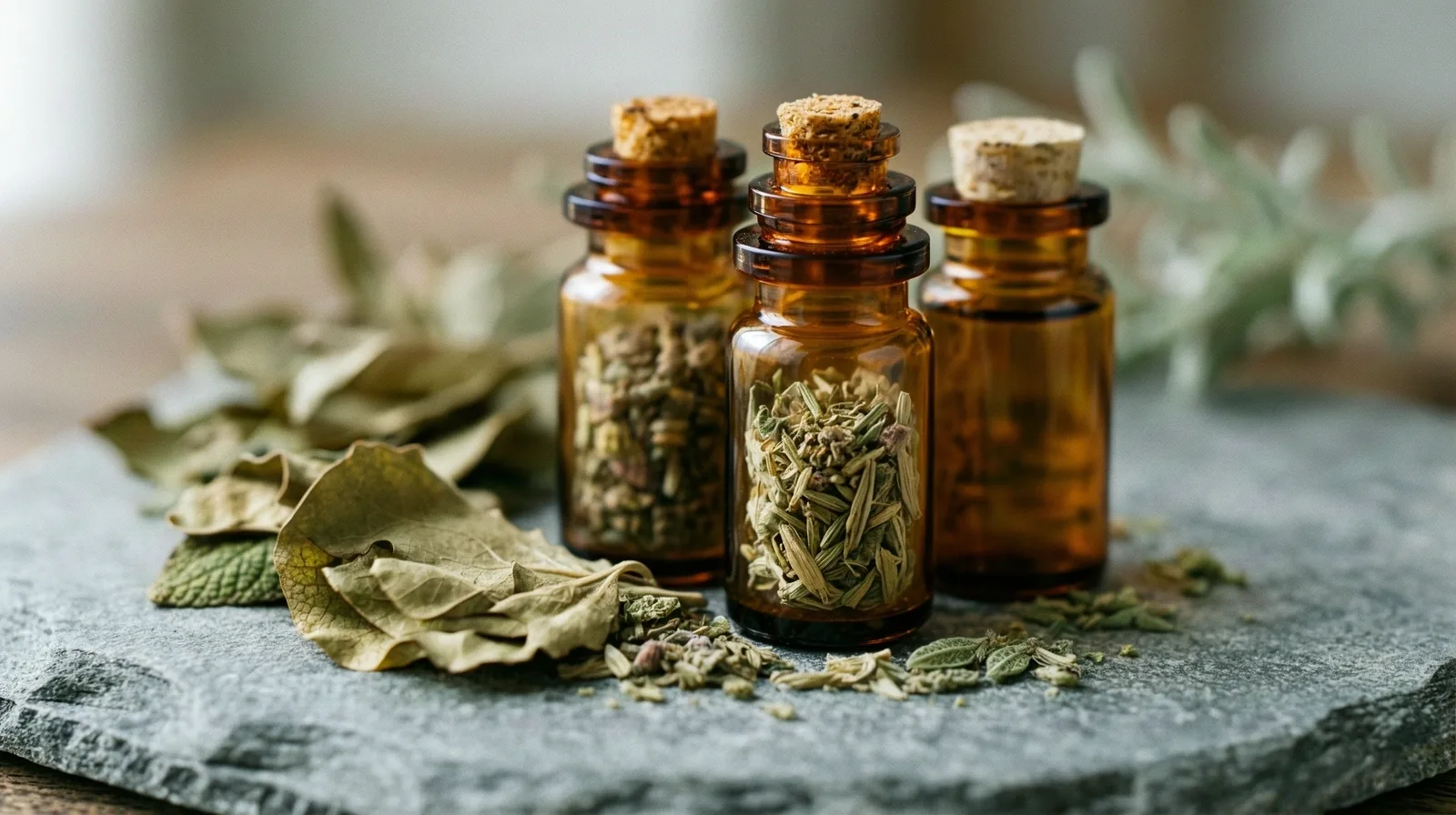 Botanical textures and apothecary glass